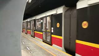 Siemens Inspiro train departing from Centrum Nauki Kopernik station  Warsaw metro [upl. by Leibrag840]