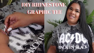 HOW TO DIY RHINESTONE A GRAPHIC TEE  BEDAZZLING TUTORIAL [upl. by Jaclin]