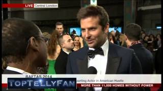 Bradley Cooper American Hustle  BAFTA 2014 red carpet interview BBC News 16214 [upl. by Steffin]