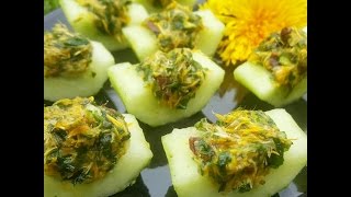 Raw vegan dandelion flower stuffing or dip recipe nutrition info [upl. by Jessee48]