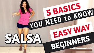 5 SALSA basics YOU NEED to start dancing TOTAL BEGINNERS  No partner needed [upl. by Oinotna]