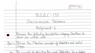 BSOC 133 Solved Assignment 202122 BSOC 133 Ignou solved handwritten Assignment 202122 sociology [upl. by Andrade]