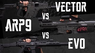 SMG SHOWDOWN Vector vs ARP9 vs EVO – RedWolf Airsoft RWTV [upl. by Adai]