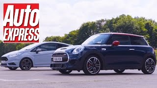 Ford Fiesta ST200 vs MINI John Cooper Works pocket rocket drag race [upl. by Aggappora897]