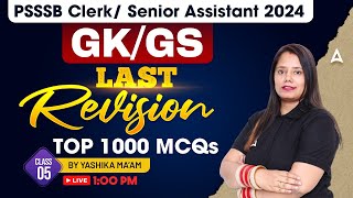 PSSSB Clerk Senior Assistant 2024  GK GS Class  Top 1000 MCQs By Yashika Mam 5 [upl. by Meingoldas407]