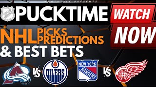 NHL Predictions Picks amp Best Bets  Rangers vs Red Wings  Avalanche vs Oilers  PuckTime Apr 5 [upl. by Bevan]