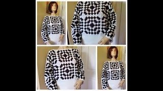 crochet a granny squares crop sweater super easy crochet grannysquaretherapy grannysquare [upl. by Aruasor]