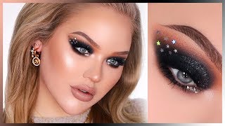 SPARKLY BLACK NYE SMOKEY EYES InDepth Makeup Tutorial [upl. by Mehala]