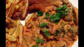 Ich koche heute Jägerschnitzel mit selbstgemachter JägersauceChampignonSahneSauce Rezept [upl. by Aisak444]