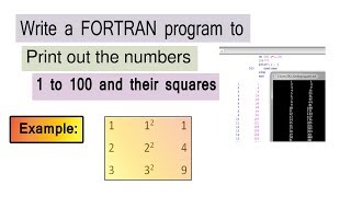 Write a FORTRAN program to Print out the numbers 1 to 100 and their squares [upl. by Jori783]