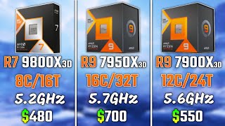 RYZEN 7 9800X3D vs RYZEN 9 7950X3D vs RYZEN 9 7900X3D  Test in 6 Games [upl. by Husain]