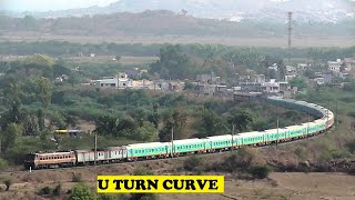 WAP4 Surprised Pom Big U Turn Curve At Ponpadi  Bangalore Howrah Humsafar [upl. by Taimi623]