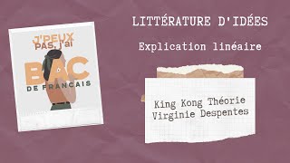 EXPLICATION LINÉAIRE KING KONG THÉORIE Virginie Despentes [upl. by Justin126]