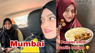 Paneer chilli garlic recipe😋Fir chale Mumbai 😜meenazfam dailyvlogpaneerrecipe mumbaitravelfyp [upl. by Ceevah]