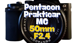 Vintage 35mm camera lens Pentacon Prakticar MC 50mm F24 lens on full frame digital camera [upl. by Suinotna891]