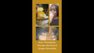 Kiwi Pineapple Mango Banana amp Ginger Smoothie  Tropical Smoothie Recipe  How To Make A Smoothie [upl. by Delfine]