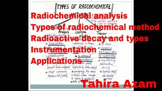 Radiochemical Methods amp techniques  Radiochemical analysis  Analytical chemistry  Tahira Azam [upl. by Annora]