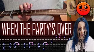 How to play When the partys over Billie Eilish Guitar Tutorial TABS Fingerstyle [upl. by Bondie]