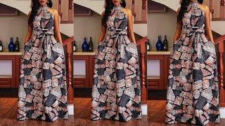 DIY halter neck tutorial HOW TO CUT AND SEW easily How to sew a Maxi dress with collar [upl. by Alyahs]