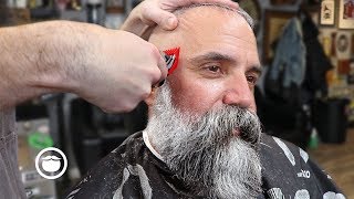 Massive Beard Trim with Great Haircut for Thin Hair  The Dapper Den Barbershop [upl. by Faline]