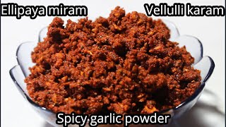 Spicy garlic powder  Vellulli karam  Ellipaya miram recipe [upl. by Eeltrebor]