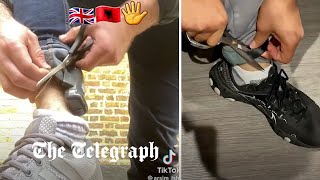 Albanian migrants film themselves removing British Rolex ankle tags [upl. by Kerrie682]