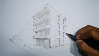 architecture how to draw a building in 2 point perspective [upl. by Crenshaw]