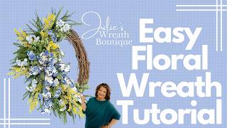 Easy Wreath Tutorial  Spring Wreath Tutorial  How to Make a Floral Wreath  Wreath Ideas [upl. by Akahs822]