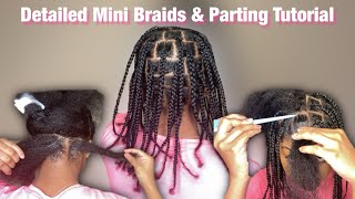 Tutorial  Detailed Mini Braids amp Parting Tutorial on Type 4 Hair [upl. by Nanice]