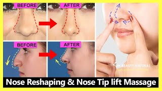 Nose Reshaping Sharpen amp Nose Tip lift Massage  Reduce Nose size and Wide nose  Get Nose Thinner [upl. by Miller]