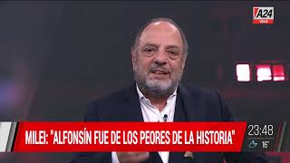 📢Baby Etchecopar responde a los dichos de Javier Milei sobre Raúl Alfonsín [upl. by Yssej694]