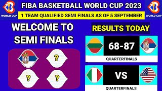 🔴1 Team Qualified Semi finals All Results Fiba world cup 2023 Today  As Of 5 September 2023 [upl. by Lesna962]