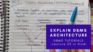 DBMS architecture  Database System Structure in Hindi  Lecture 23 [upl. by Maite]