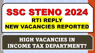 SSC Stenographer 2024 New Vacancies Reported  Rti Reply [upl. by Maltzman]