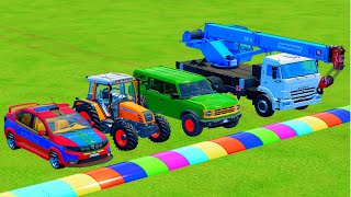 Tractor OF Colors  HUGE ROLLER with Just 3 Wheels Tractors and EXCAVATOR  Farming Simulator 22 [upl. by Clancy]