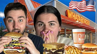 Brits Try WHATABURGER for the first time [upl. by Bodnar]