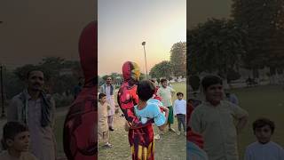 Iron man Pakistan ma a giya ha 😱😂bacha ko oda liya ha iron man na public ￼ reaction back frontflip [upl. by Kerrison]