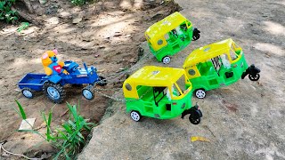 Tractor Accident Pulling Out 3 Auto Rickshaw And Auto Rickshaw  Tata Tipper  Cartoon  Ranjit kids [upl. by Mcquillin504]