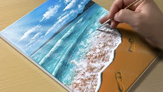 Easy Way to Paint a Beach Scene  Acrylic Painting for Beginners [upl. by Townshend]