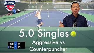 USTA 50 Aggressive vs Counterpunching  Tim vs Jeff Tennis Highlights HD [upl. by Berk413]