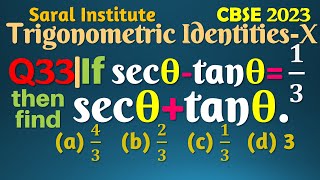 Q33  If sec theta  tan theta  13 then the value of sec theta  tan theta  PYQs [upl. by Aienahs]