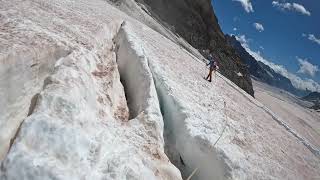 Crossing crevices on Aletsch Glacier [upl. by Ongineb176]