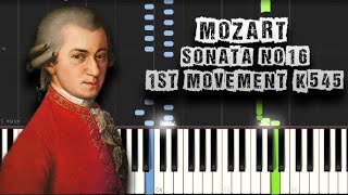 I Allegro 1st Movement  Mozart Piano Tutorial  Synthesia [upl. by Louls709]