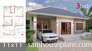 Simple House design Plans 11x11 with 3 bedrooms Full Plans [upl. by Anwahsed]