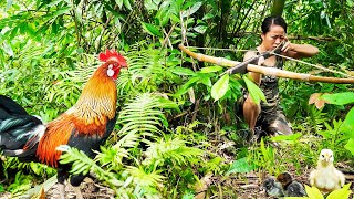 Persevering in Hiding Under the Bushes  Shooting Wild chickens  Bushcraft amp Survival  Off Grid [upl. by Haskins]