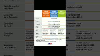 Calendrier des vacances scolaires 2024 2025 en France [upl. by Ecila229]