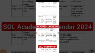 SOL Academic Calendar 2024 For 2nd  4th  6th Semester students  Classes Exams Assessment Etc [upl. by Ynelram]