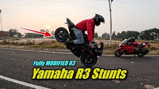 Yamaha R3 Stunting 🔥🔥 Ese Stunts Faired Bike Pe 😳 Best Modded R3 in India [upl. by Tung]