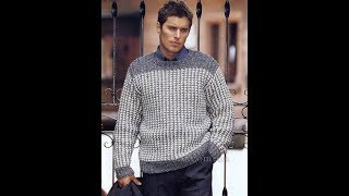 Вязаный Мужской Джемпер Спицами  2019  Knitted Mens Sweaters  Strickmänner Pullover [upl. by Helsa]