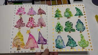 Easy Festive Holiday Cards Watercolor Christmas Trees [upl. by Willcox478]